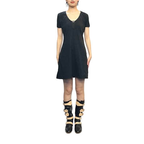 【USED】00's VERSACE INTENSIVE COTTON DRESS BLACK