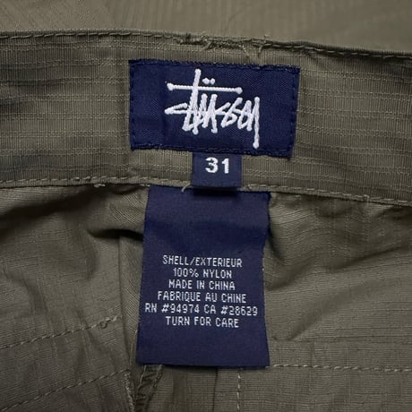 【USED】90's-00's STUSSY RIPSTOP NYLON 6-POCKET SHORTS KHAKI