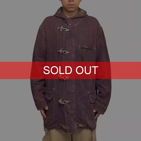 【USED】90's dezert Garment Dyed Linen Fisherman Hook Hooded Jacket