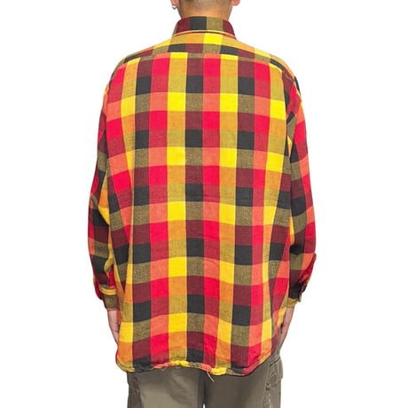 【USED】70's BIG MAC JC Penney BLOCK CHECK HEAVY FLANNEL SHIRT