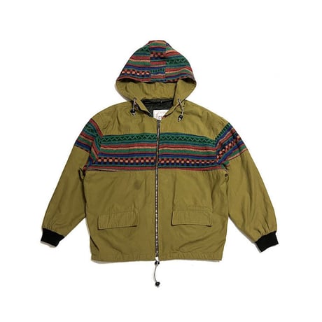 【USED】80'S CPM JACQUARD WEAVE SWITCHING JACKET MADE IN ITALY