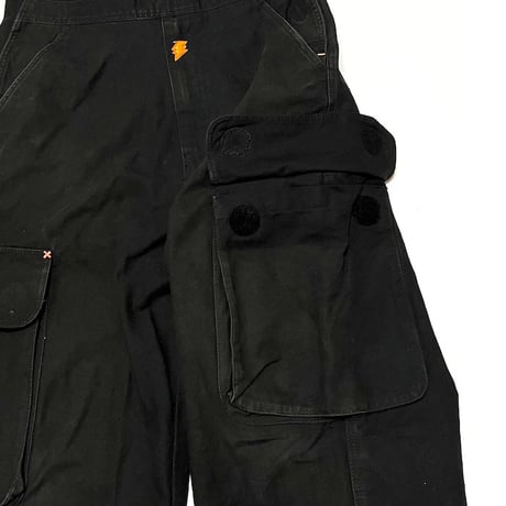 【USED】90's W.&L.T. JEANS CARGO POCKET OVERALLS BLACK