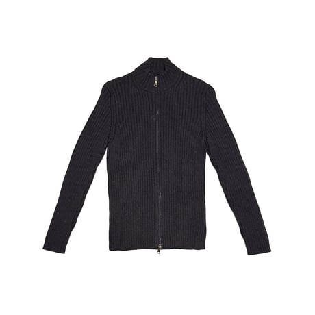 【USED】00's PRADA Ribbed Wool Drivers Knit Zip-Up