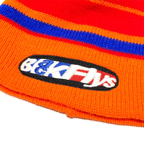 【USED】90'S BLACK FLYS KNIT BEANIE ORANGE