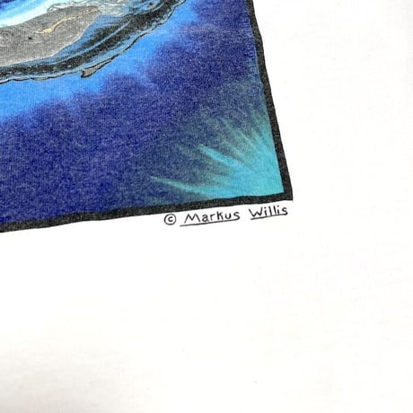 【USED】90'S MARKUS WILLIS DOLPHIN & WHALE NATURE ART T-SHIRT