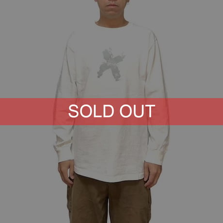 【USED】90'S STUSSY SPLASH "X" L/S T-SHIRT WHITE