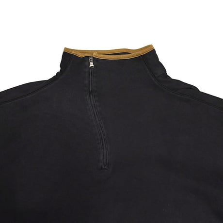 【USED】00's BOSS HUGO BOSS Curved Half-Zip Ribbed Cut-and-Sew Top