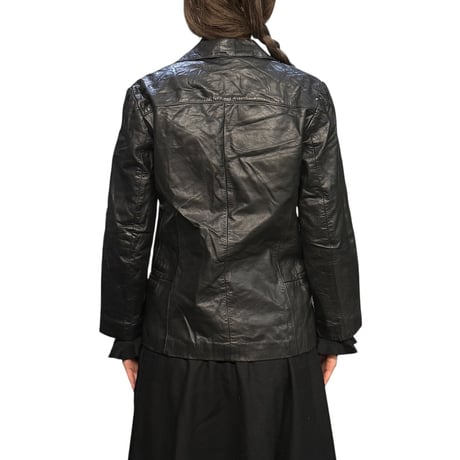 【USED】00's Vintage Black Leather 2-Button Tailored Jacket