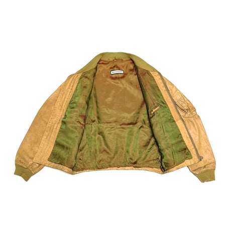 【USED】90's EMPORIO ARMANI Leather MA-1 Flight Jacket Sand Beige