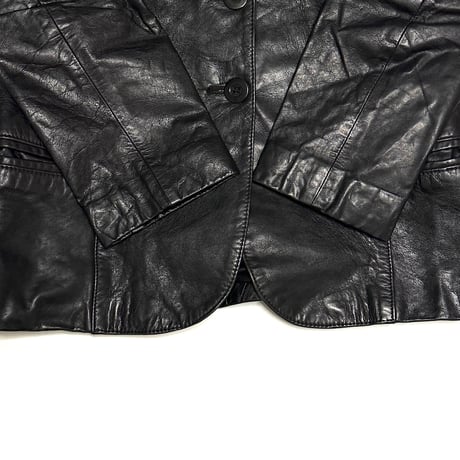 【USED】00's Vintage Black Leather 2-Button Tailored Jacket