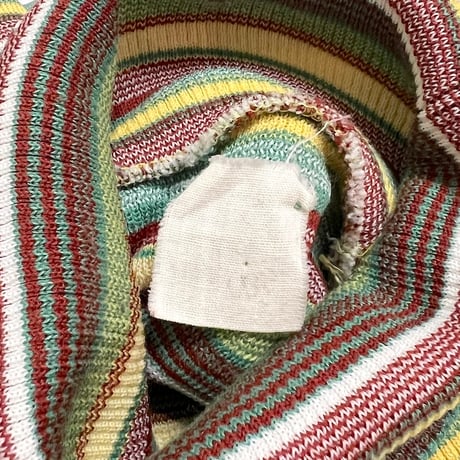 【USED】70'S MULTI BORDER HI-NECK KNIT SWEATER