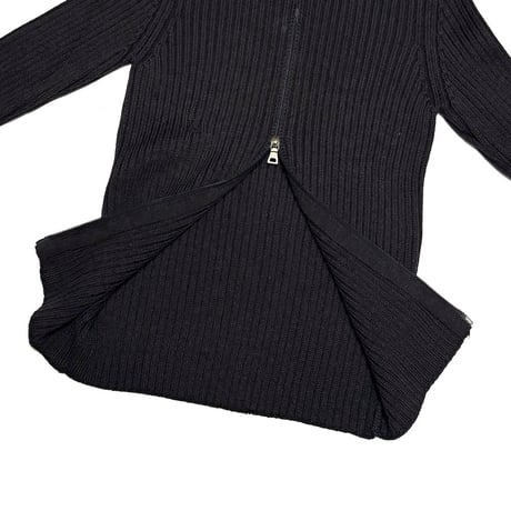 【USED】00's PRADA Ribbed Wool Drivers Knit Zip-Up