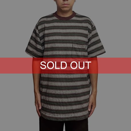 【USED】80's-90's OLD STUSSY JACQUARD BORDER POCKET S/S T-SHIRT