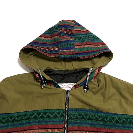 【USED】80'S CPM JACQUARD WEAVE SWITCHING JACKET MADE IN ITALY