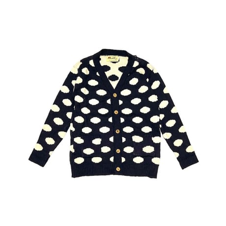 【USED】80'S HIGHLAND CLUB BRITISH WOOL SPOT PATTERN KNIT CARDIGAN
