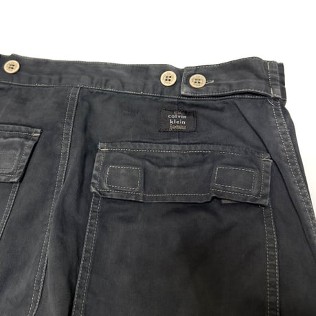【USED】90's CK Calvin Klein Jeans Black Faded Military Cargo Flight Pants