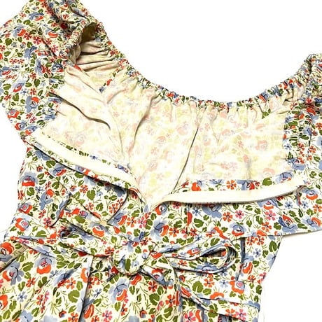 【USED】70'S ECRU FLORAL DRESS