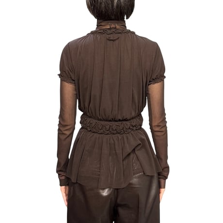 【USED】00's Jean Paul Gaultier SOLEIL Double-Layer Power Net Top