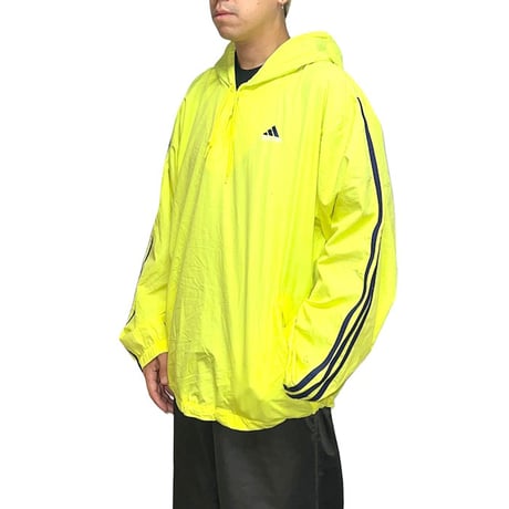 【USED】90'S adidas  NEON YELLOW PULLOVER HOODED JACKET