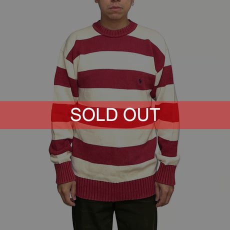 【USED】90's Polo by Ralph Lauren WALLY BORDER COTTON KNIT SWEATER
