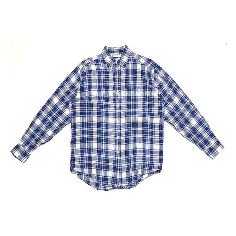 USED】90's BANANA REPUBLIC Irish Linen Blue Pla