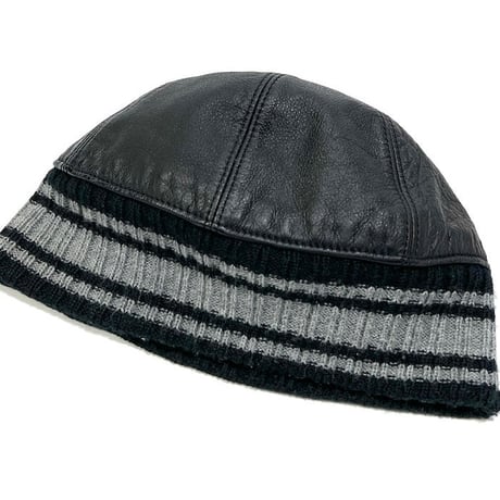 【USED】90'S-00'S LEATHER × KNIT BEANIE