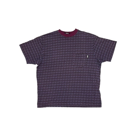 【USED】80's OLD STUSSY JACQUARD POCKET S/S T-SHIRT