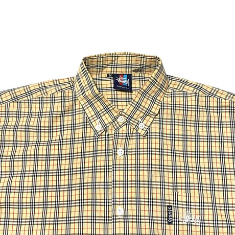 【USED】90'S BOOTLEG STUSSY NOVA CHECK B.D SHIRT