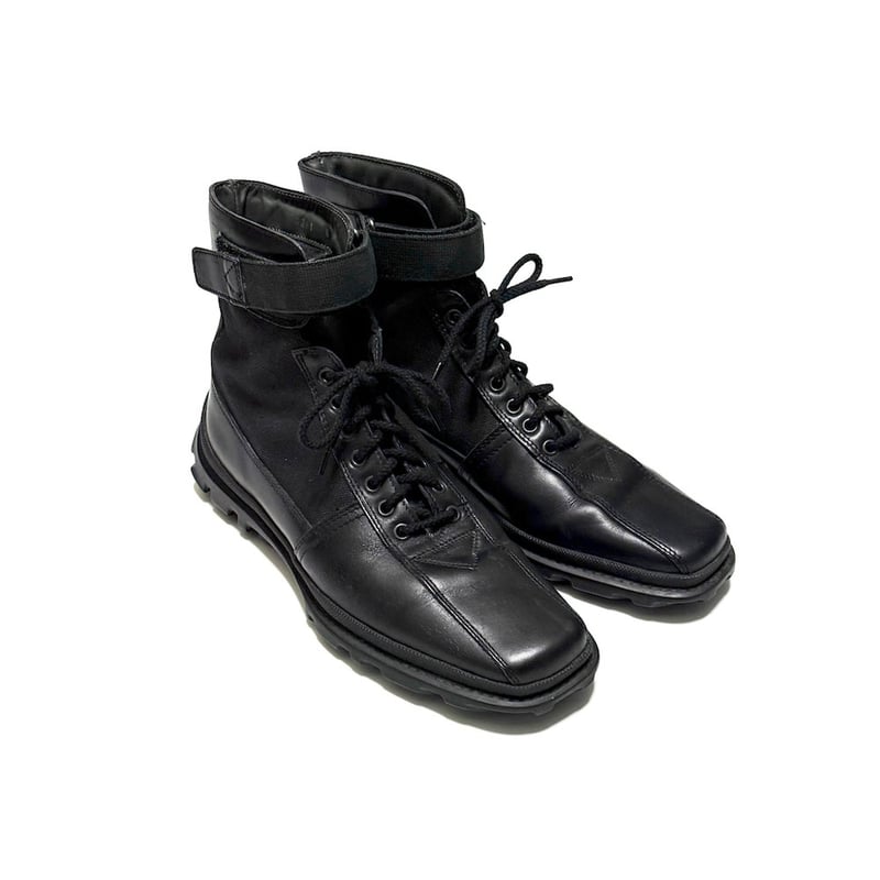USED】00's miu miu Leather & Canvas Square Toe