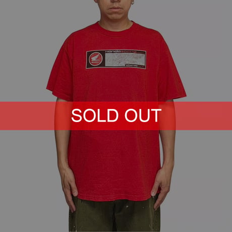 【USED】90's HONDA racing MOTOCROSS RIDER BOX DESIGN T-SHIRT