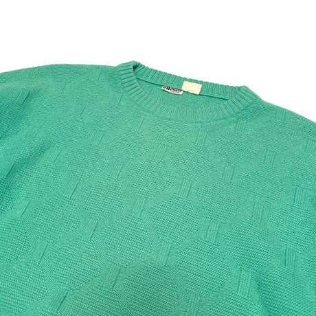 【USED】80's ellesse KNIT SWEATER EMERALD GREEN MADE IN ITALY