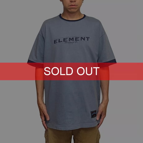 【USED】90's ELEMENT Skateboards Classic Logo Ringer T-shirt