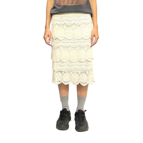 【USED】00'S ORIGAMI by vivien CROCHETED LACE SKIRT
