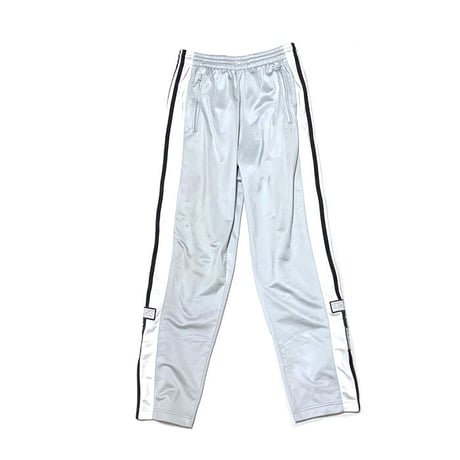 【USED】90'S ADIDAS SIDE SEAM SLITS WITH SNAP BUTTON TRACK PANTS SILVER