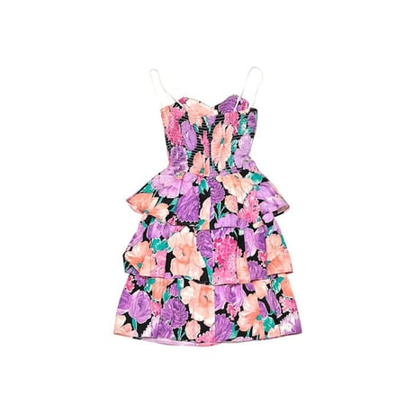 【USED】 80'S-90'S Young Hawaii FOR LIBERTY HOUSE FLORAL DRESS