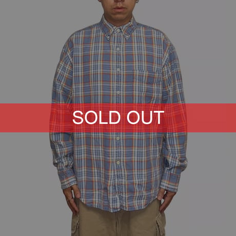 【USED】90's OLD GAP PLAID B.D. SHIRT SKY BLUE