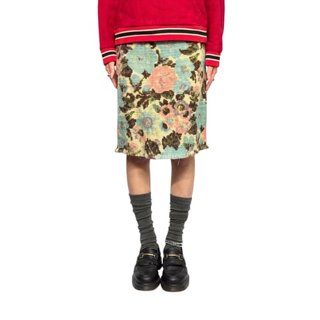【USED】00's MOSCHINO CHEAP AND CHIC Floral Jacquard Wool Skirt