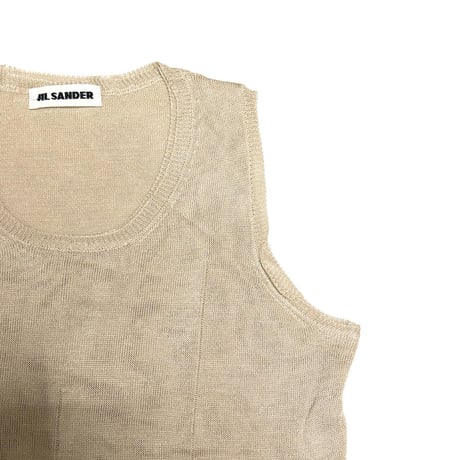 【USED】00's JIL SANDER Sheer Viscose Knit Tank Top Beige