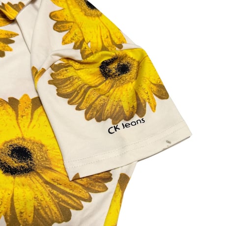 【USED】00's CK Calvin Klein Jeans Sunflower Button-Up Shirt Made in Italy