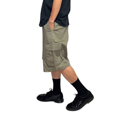 【USED】00's NAUTICA JEANS COMPANY Cotton Cargo Shorts Olive Gray