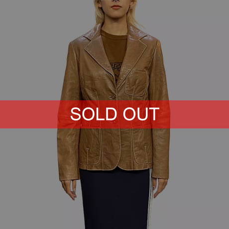 【USED】00'S BILL BLASS LEATHER JACKET BROWN