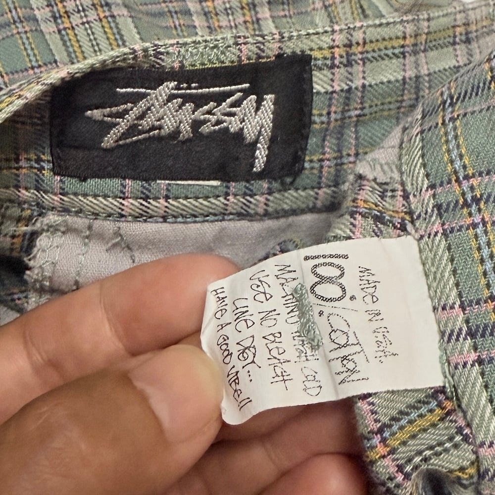 【OLD STUSSY】 チェックショーツ USED】80's OLD STUSSY CHECK SHORTS GREEN | KONBINI