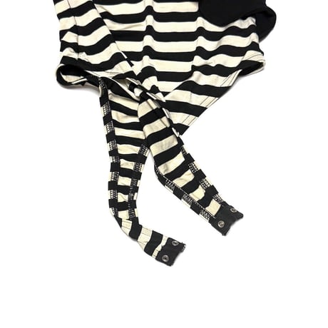 【USED】80's YES Striped Ruffle Bodysuit