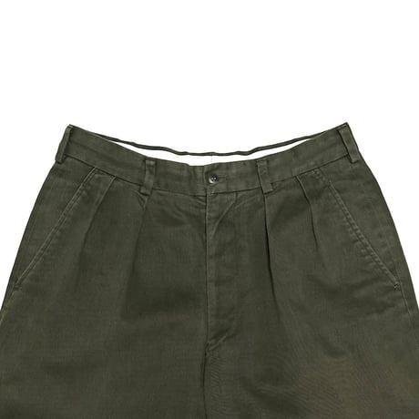 【USED】90's J.CREW Two-Tuck Cotton Twill Work Trousers Olive