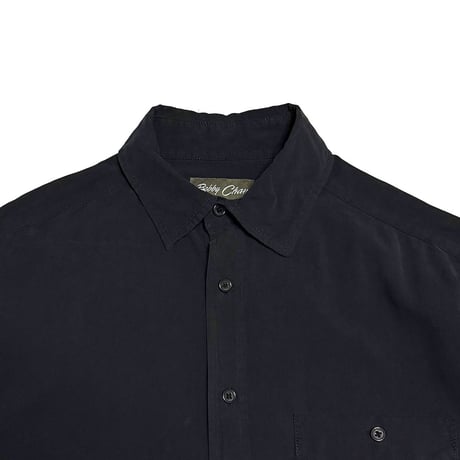 【USED】90's Bobby Chan SILK SHIRT SLATE BLACK