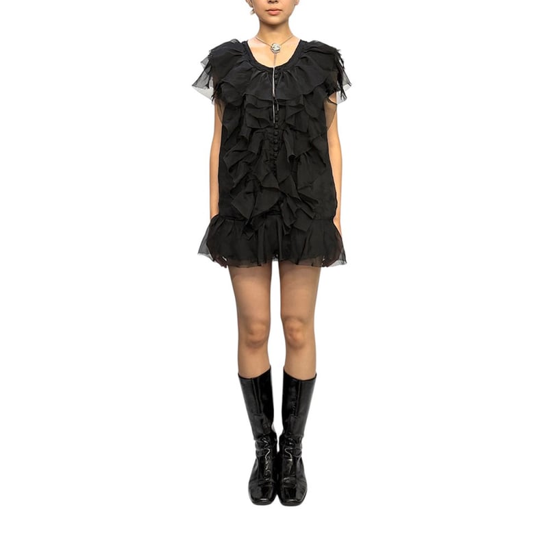 ワンピース NOTREemor tulle mini dress/ black tulle mini