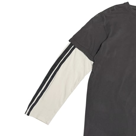 【USED】00's NIKE Layered Sleeve Swoosh T-shirt Charcoal × Off-White