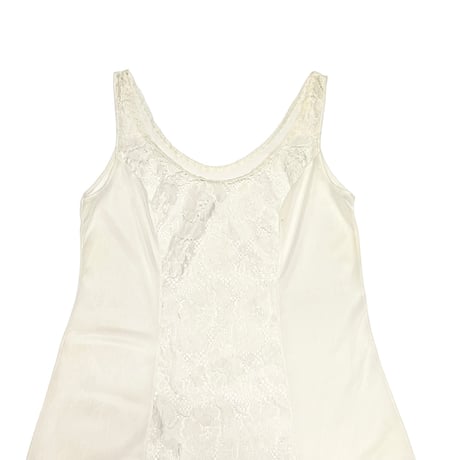 【USED】60's LINGERIE LACE SWITCHING SLIP DRESS WHITE