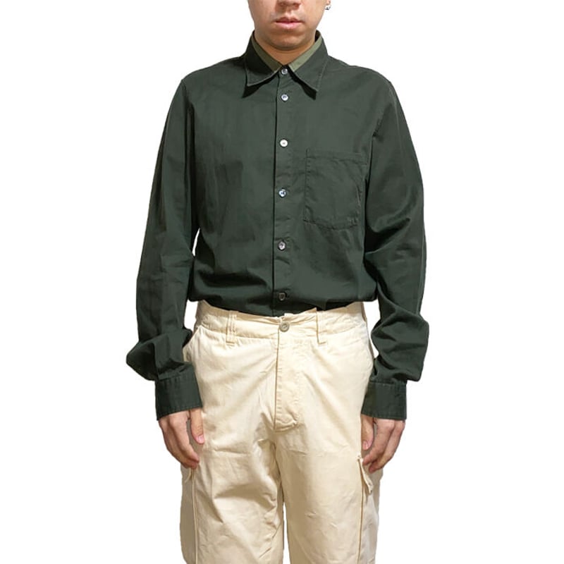 本人期 1998ss HELMUT LANG ドレスシャツ USED】HELMUT LANG 1998 SHIRT OLIVE GREEN | KONBINI