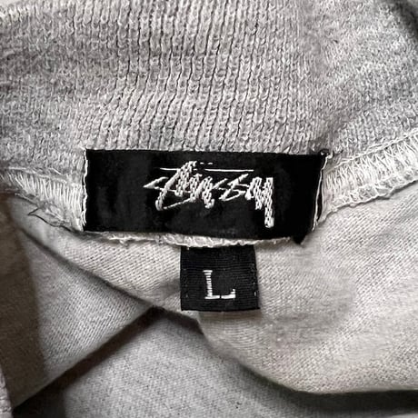 【USED】80'S OLD STUSSY NECK RIB DESIGN T-SHIRT GRAY